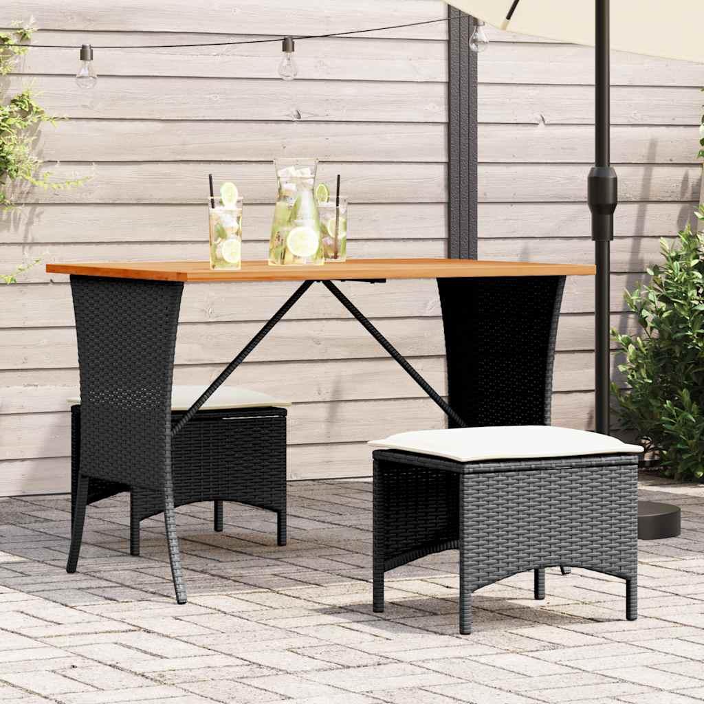 Havebord i polyrattan med akacietop 105×75×72 cm - sort Havebord i polyrattan med akacietop 105×75×72 cm - sort