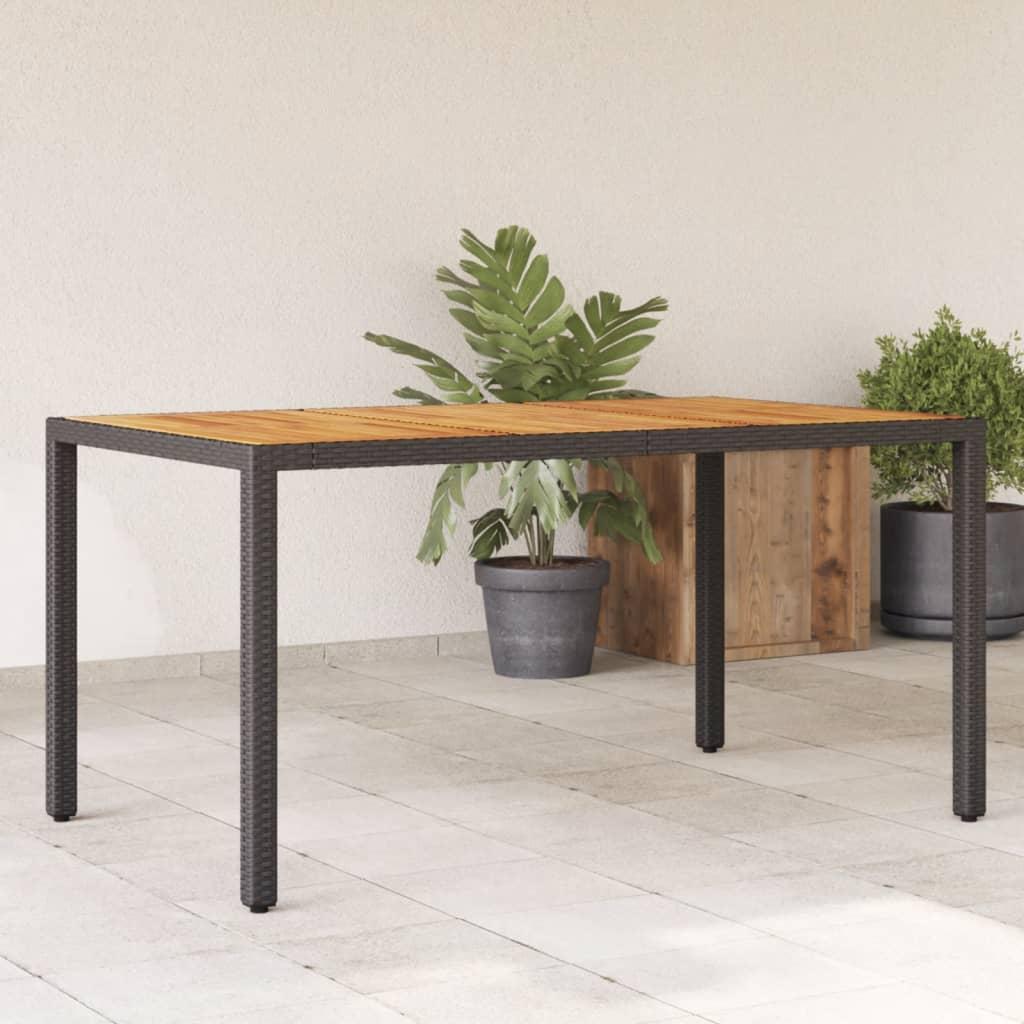 Havebord i polyrattan med akacietop 150×90×75 cm - sort Havebord i polyrattan med akacietop 150×90×75 cm - sort