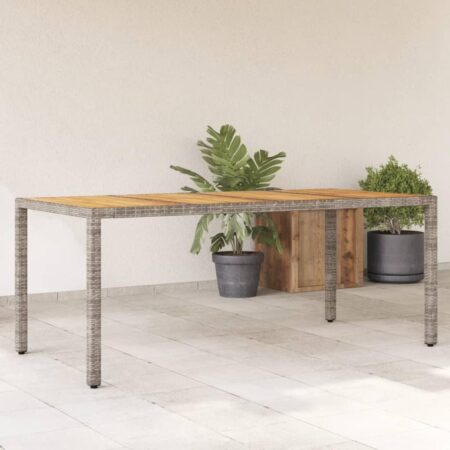 Havebord i polyrattan med akacietop 190 × 90 × 75 cm - grå