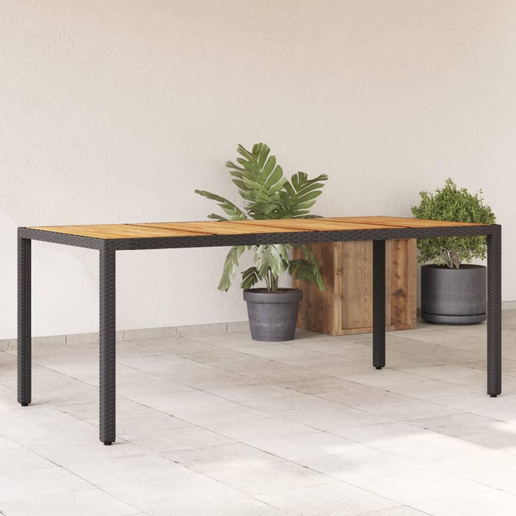 Havebord i polyrattan med akacietop 190 × 90 × 75 cm - sort Havebord i polyrattan med akacietop 190 × 90 × 75 cm - sort