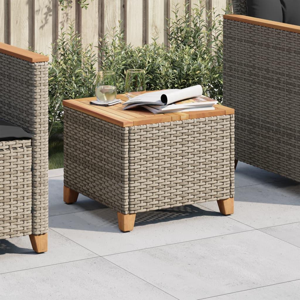 Havebord i polyrattan med akacietop 45 × 45 × 37 cm - grå Havebord i polyrattan med akacietop 45 × 45 × 37 cm - grå
