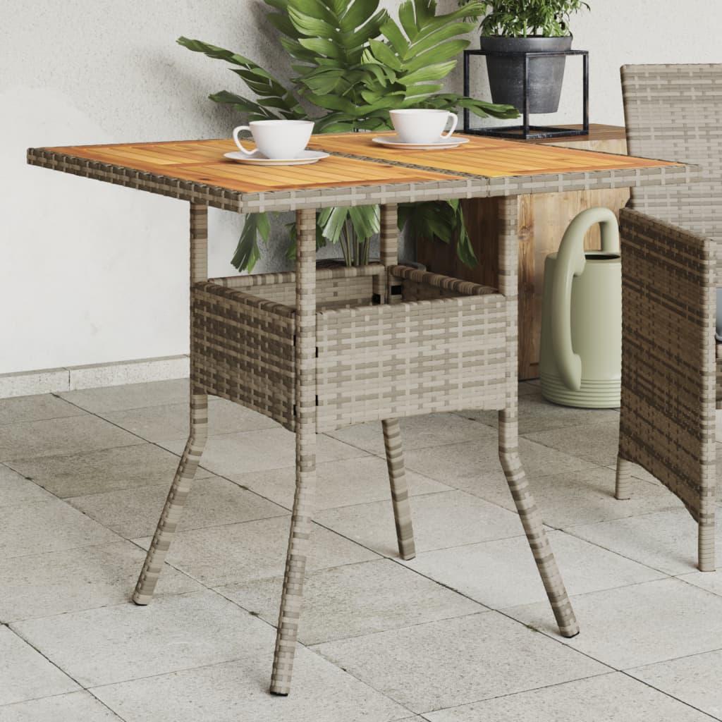 Havebord i polyrattan med akacietop 80 × 80 × 75 cm - grå Havebord i polyrattan med akacietop 80 × 80 × 75 cm - grå