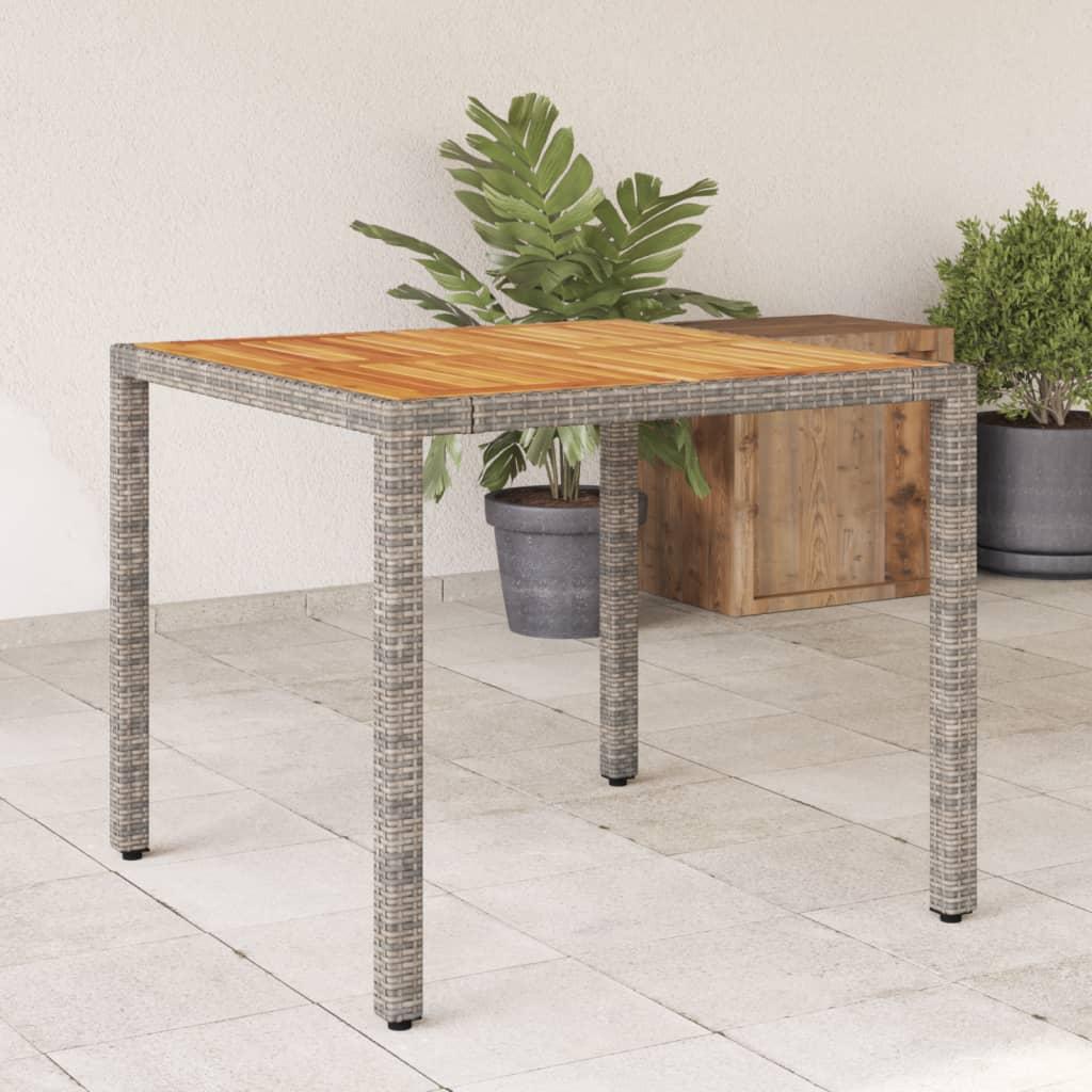 Havebord i polyrattan med akacietop 90 × 90 × 75 cm - grå Havebord i polyrattan med akacietop 90 × 90 × 75 cm - grå