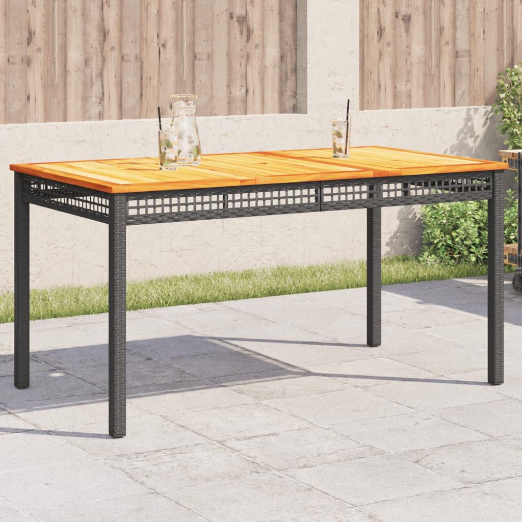 Havebord i polyrattan med akacietræ - 140 × 80 × 75 cm, sort/brun Havebord i polyrattan med akacietræ - 140 × 80 × 75 cm, sort/brun