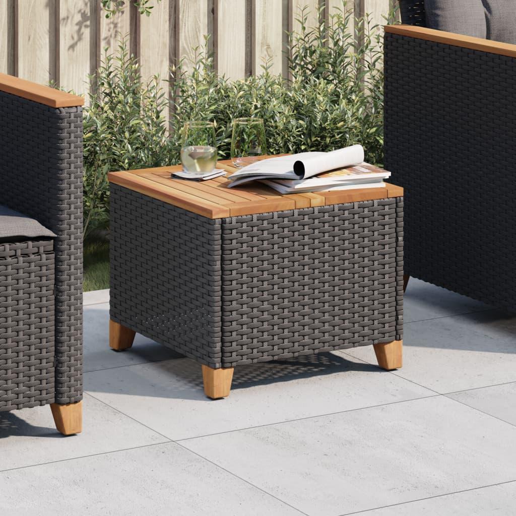 Havebord i polyrattan med akacietræ - 45 × 45 × 37 cm, sort Havebord i polyrattan med akacietræ - 45 × 45 × 37 cm, sort