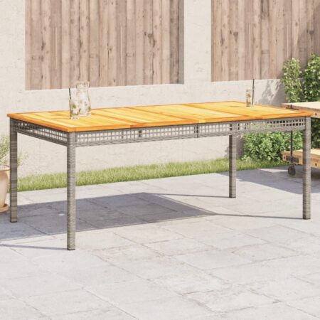 Havebord i polyrattan med akacietræsbordplade - 180 × 90 × 75 cm, grå/brun