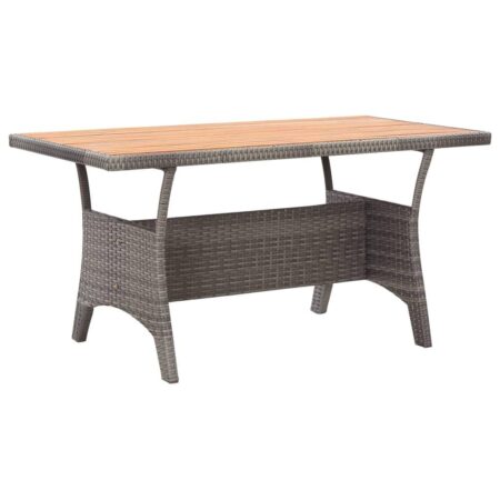 Havebord i polyrattan med akacietræsplade 120 × 70 × 66 cm - grå