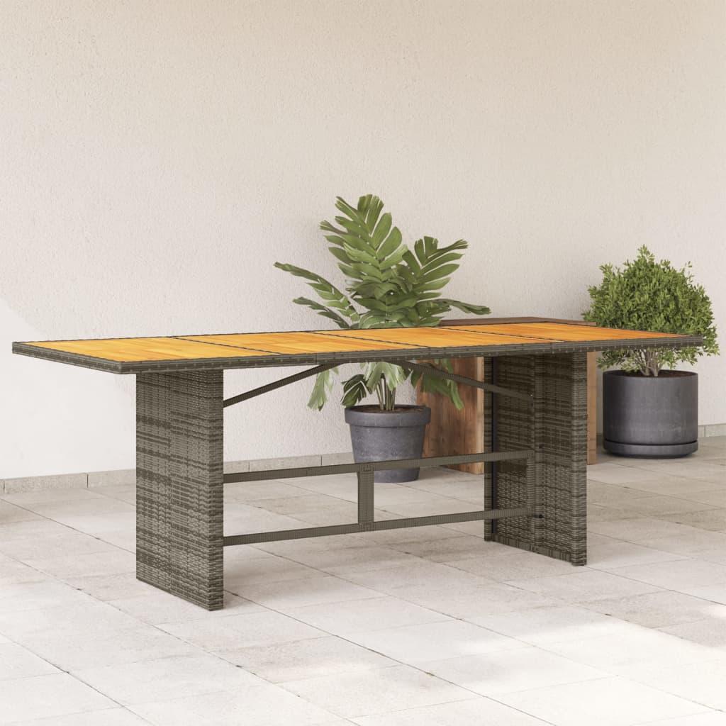 Havebord i polyrattan med akacietræsplade 190×80×74 cm - grå Havebord i polyrattan med akacietræsplade 190×80×74 cm - grå