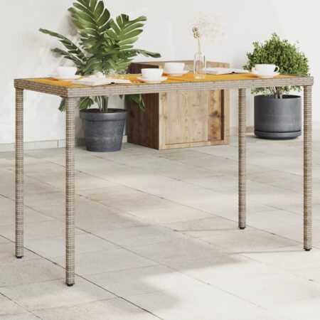 Havebord i polyrattan med akacietræstop 115×54×74 cm - grå