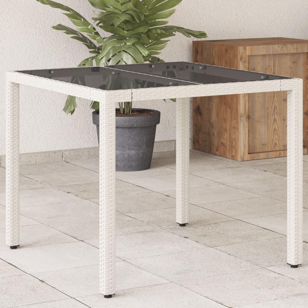 Havebord i polyrattan med glastop 90 × 90 × 75 cm - hvid Havebord i polyrattan med glastop 90 × 90 × 75 cm - hvid