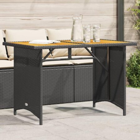 Havebord i polyrattan med træplade 110 × 68 × 70 cm - sort
