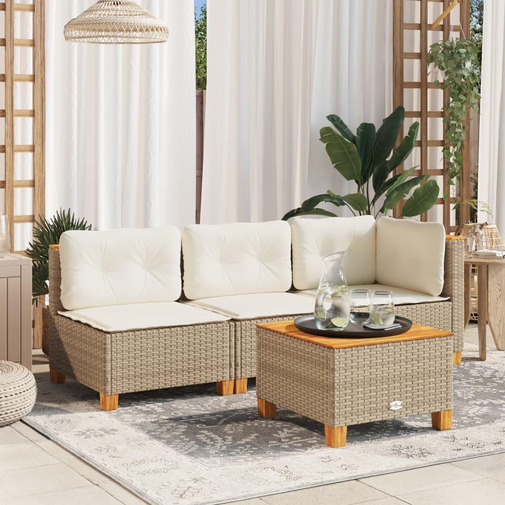 Havebord i polyrattan og akacietræ - 55 × 55 × 36 cm, beige Havebord i polyrattan og akacietræ - 55 × 55 × 36 cm, beige