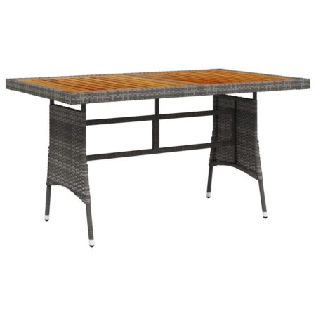 Havebord i polyrattan og massivt akacietræ - 130 × 70 × 72 cm, grå