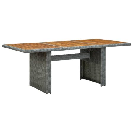 Havebord i polyrattan og massivt akacietræ - lysegrå, 200 × 100 cm