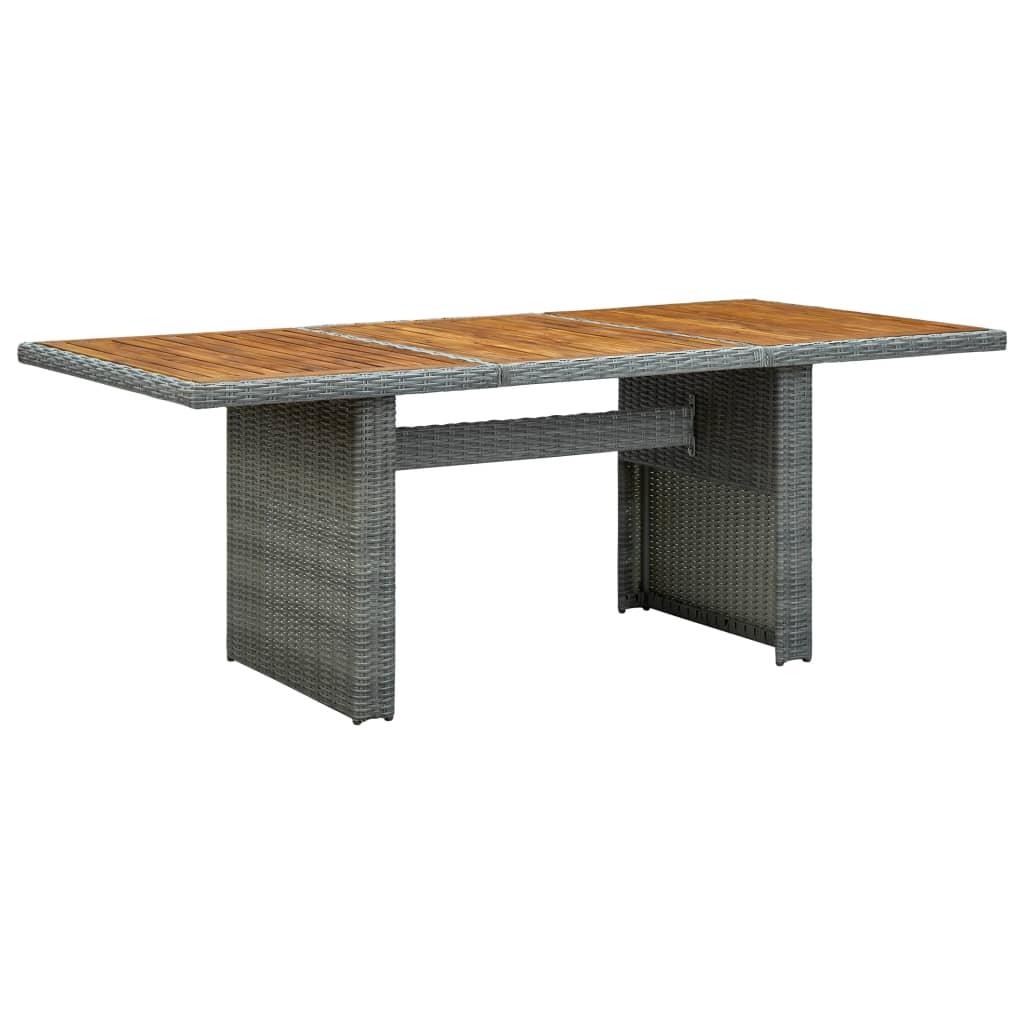Havebord i polyrattan og massivt akacietræ - lysegrå, 200 × 100 cm Havebord i polyrattan og massivt akacietræ - lysegrå, 200 × 100 cm