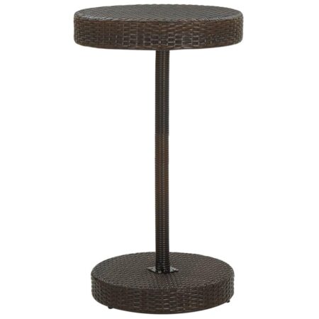 Havebord i polyrattan - rundt 60,5 cm, brun, 106 cm højt