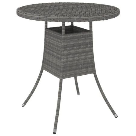 Havebord i polyrattan - rundt 70 cm, grå