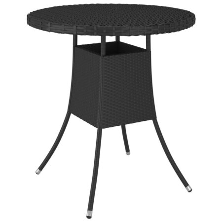 Havebord i polyrattan - rundt 70 cm, sort