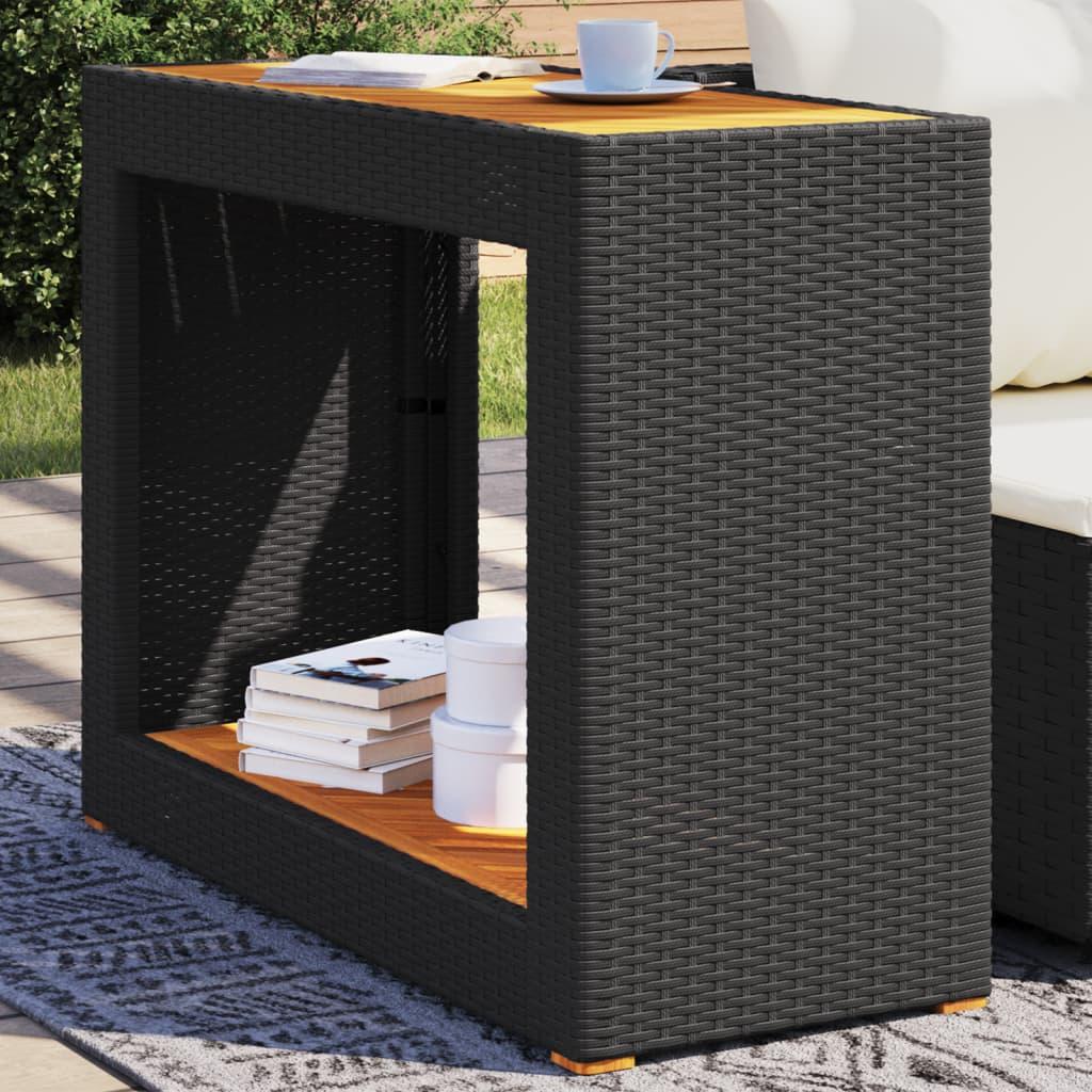 Havebord med trætop i polyrattan - 100 × 40 × 75 cm, sort Havebord med trætop i polyrattan - 100 × 40 × 75 cm, sort
