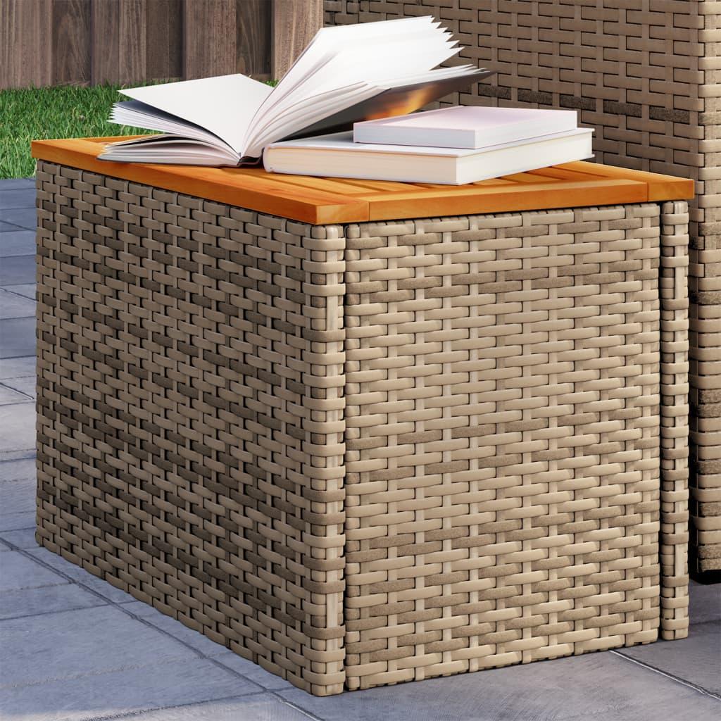Haveborde sæt á 2 - 55×34×37 cm i polyrattan med bordplade i massivt akacietræ, beige Haveborde sæt á 2 - 55×34×37 cm i polyrattan med bordplade i massivt akacietræ, beige