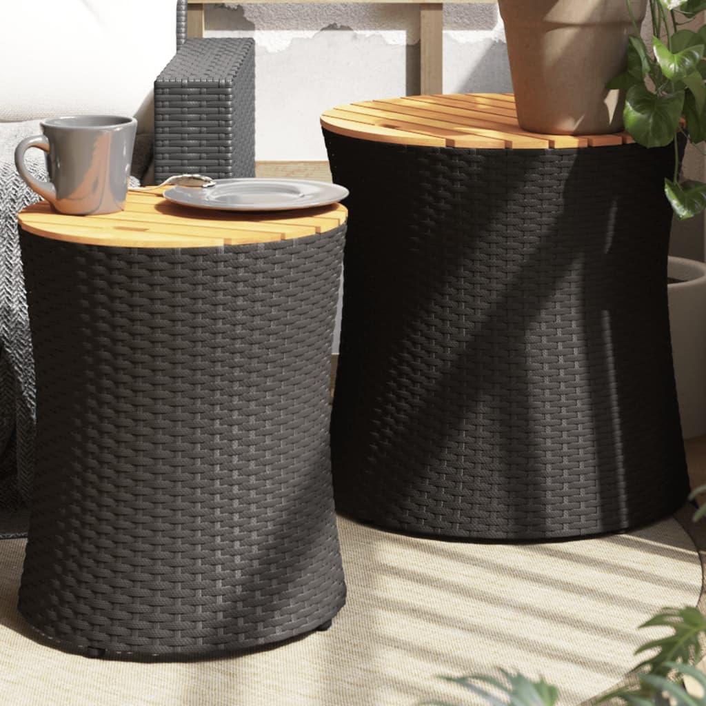 Haveborde sæt á 2 med træplade i polyrattan - sort/brun Haveborde sæt á 2 med træplade i polyrattan - sort/brun