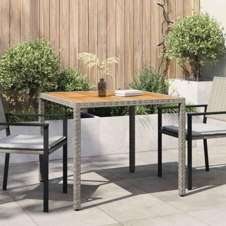 Havemøbel bord i grå polyrattan - 90 × 90 × 75 cm