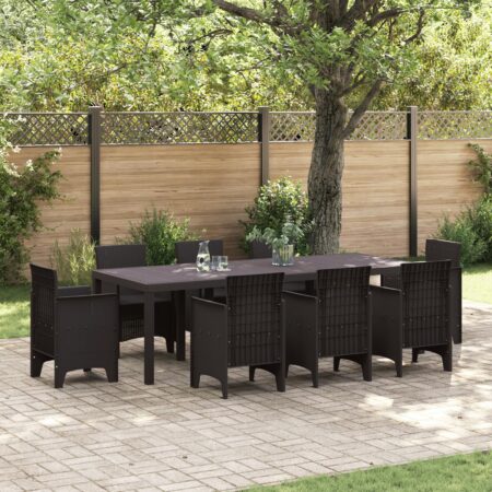 Havemøbel bord i polyrattan - brun, 250 × 100 × 73 cm