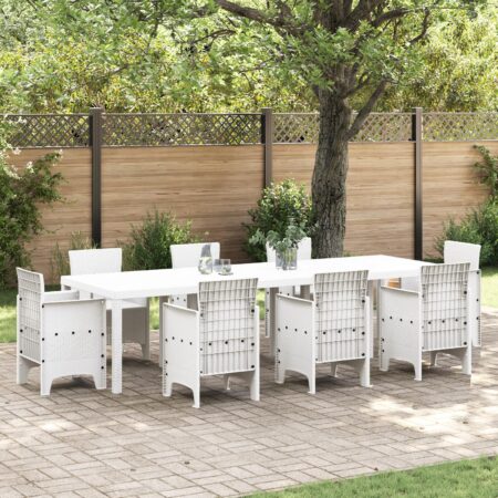 Havemøbel bord i polyrattan - hvid, 300 × 100 × 73 cm