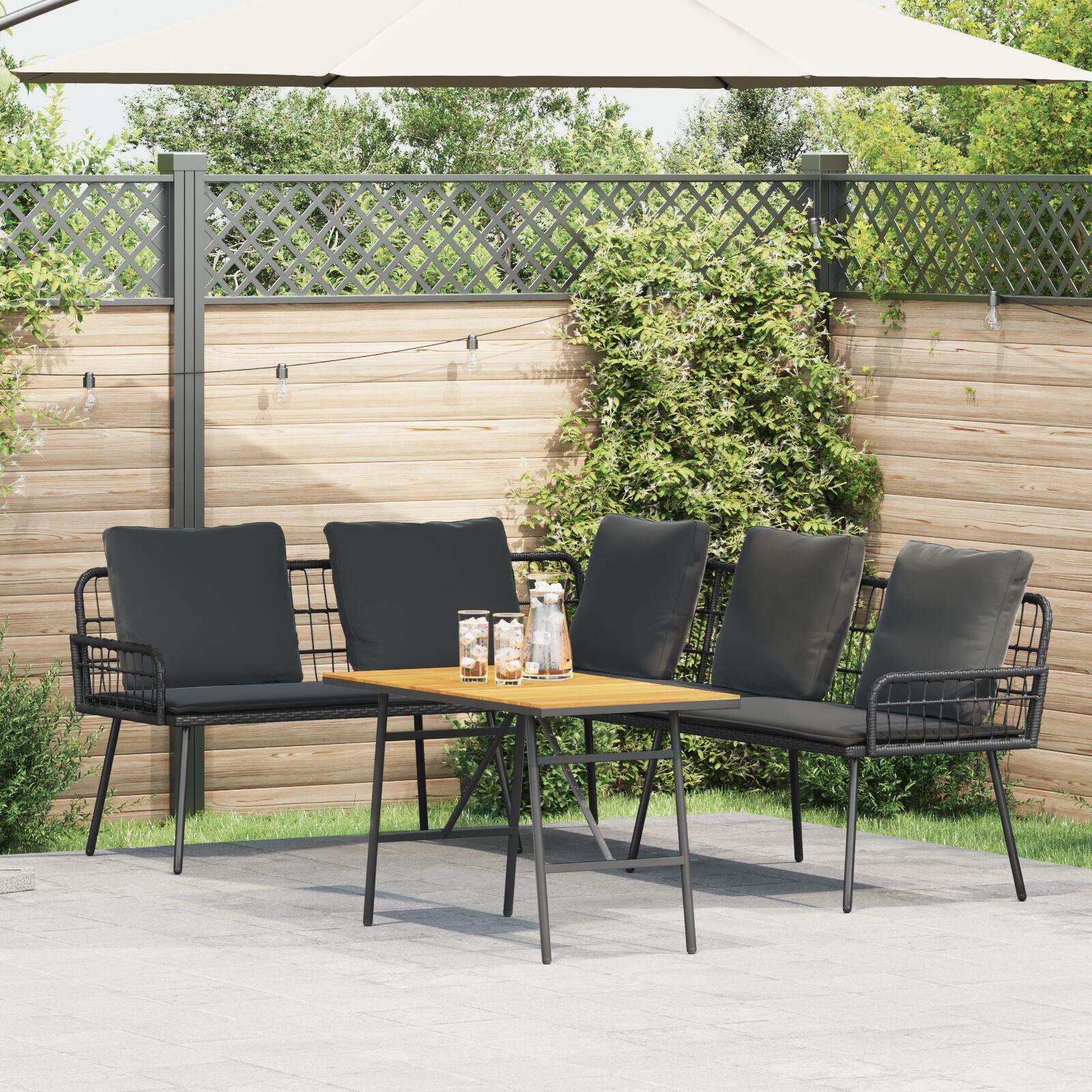 Havesofa-sæt i sort polyrattan med bord - 4 personer Havesofa-sæt i sort polyrattan med bord - 4 personer