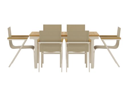 Panama havesæt bord med udtræk 90x160cm natur 6 stole beige