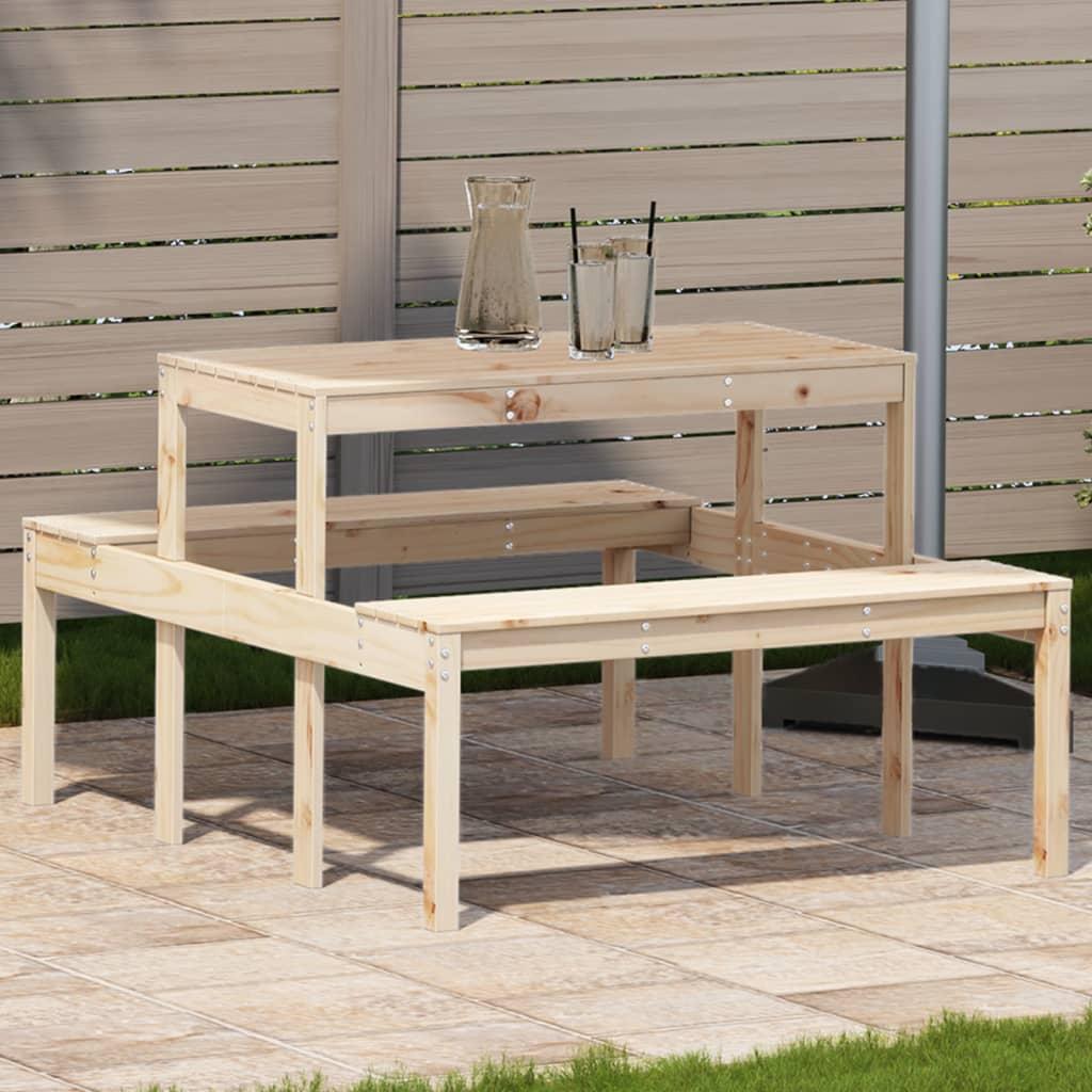 Picnicbord i massivt fyrretræ 110 × 134 × 75 cm - havebord med bænke Picnicbord i massivt fyrretræ 110 × 134 × 75 cm - havebord med bænke
