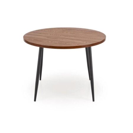 Rundt spisebord 105 × 105 × 75 cm - brun bordplade og sorte ben