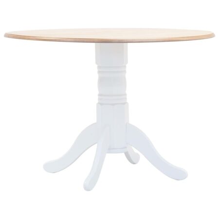Rundt spisebord 106 cm - hvid og brun, massivt gummitræ