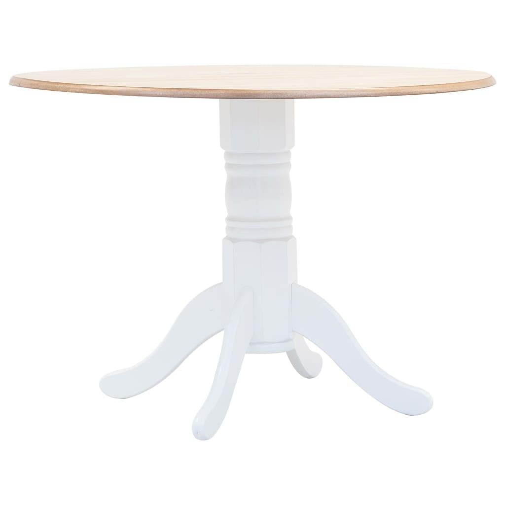 Rundt spisebord 106 cm - hvid og brun, massivt gummitræ Rundt spisebord 106 cm - hvid og brun, massivt gummitræ