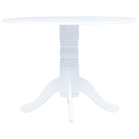 Rundt spisebord 106 cm - massivt gummitræ, hvid