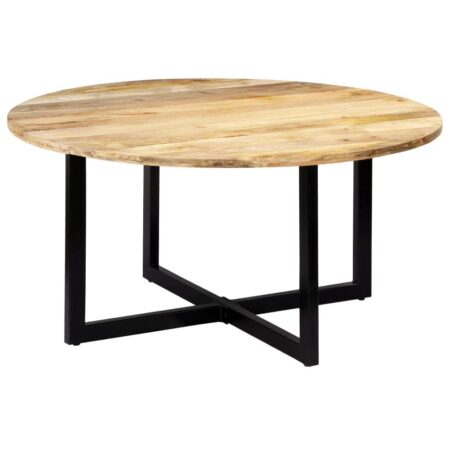 Rundt spisebord i massivt mangotræ - 150 × 73 cm, brun/sort