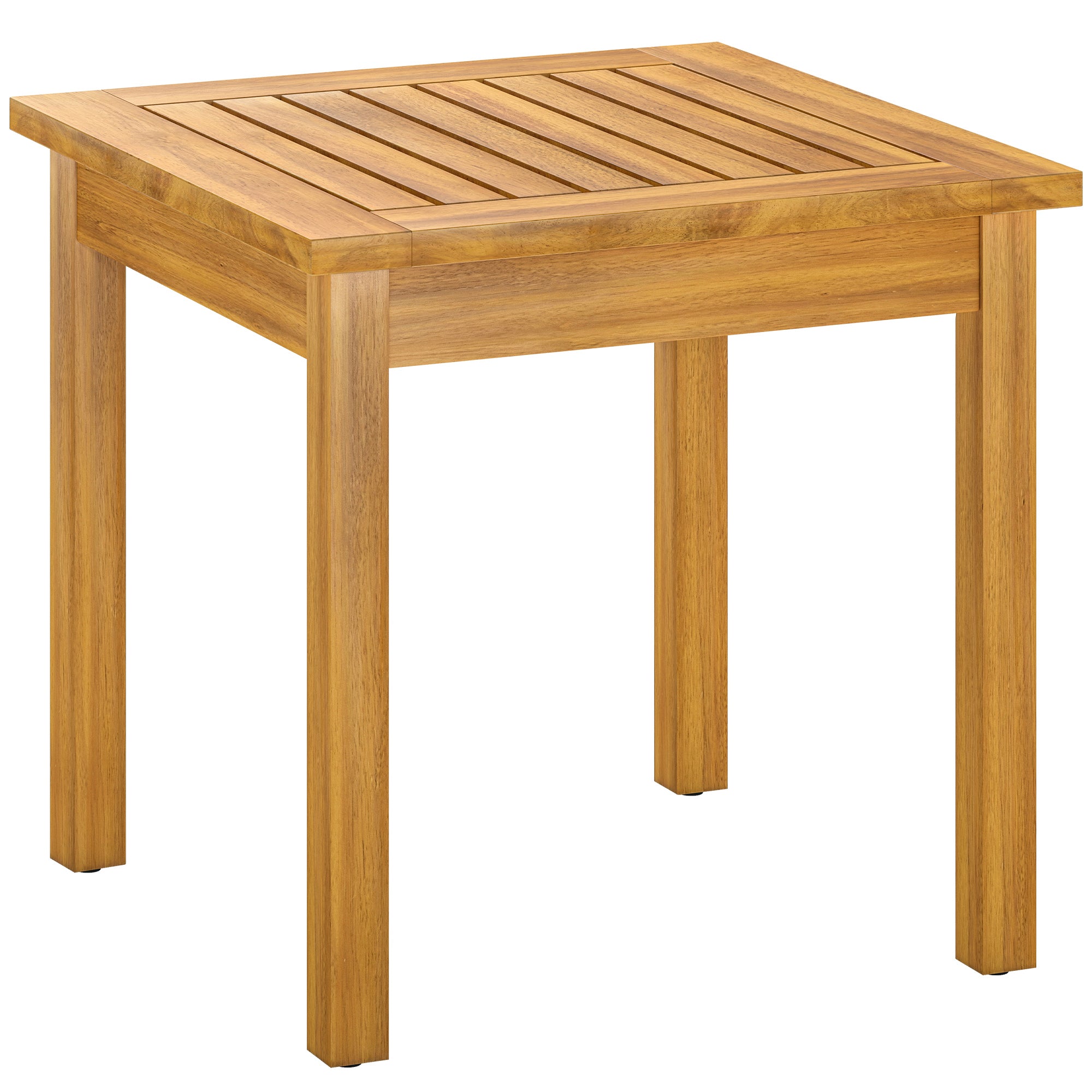 Sidebord 48 x 48 cm, vejrbestandigt havebord med lameldesign og justerbare fødder, firkantet Sidebord 48 x 48 cm, vejrbestandigt havebord med lameldesign og justerbare fødder, firkantet