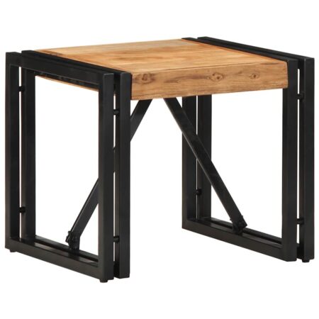 Sofabord 40 × 40 × 35 cm i massivt akacietræ med sort metalstel