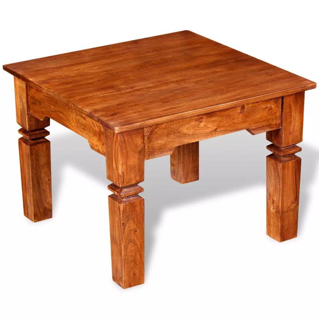 Sofabord i massivt akacietræ 60 × 60 × 45 cm - honningfinish Sofabord i massivt akacietræ 60 × 60 × 45 cm - honningfinish