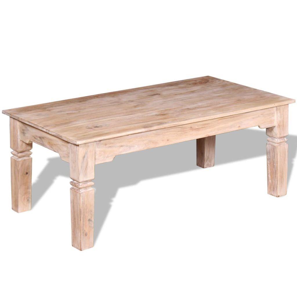 Sofabord i massivt akacietræ - hvidskuret 110 × 60 × 45 cm Sofabord i massivt akacietræ - hvidskuret 110 × 60 × 45 cm