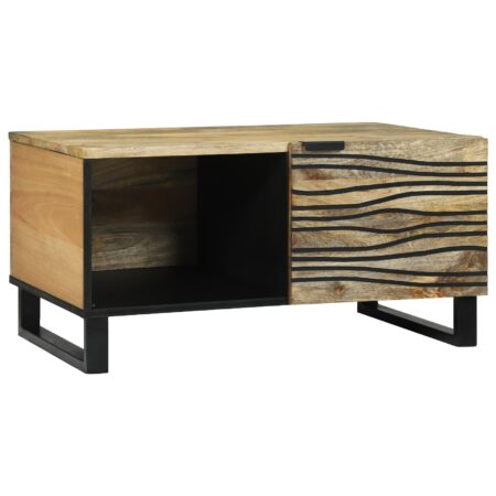 Sofabord naturfarvet 80 × 50 × 40 cm - konstrueret træ med akacietop