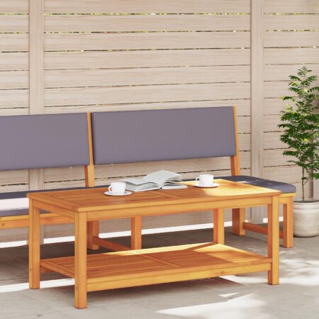 Sofabord/sidebord i massivt akacietræ - olie, 110 × 55 × 45 cm med hylde