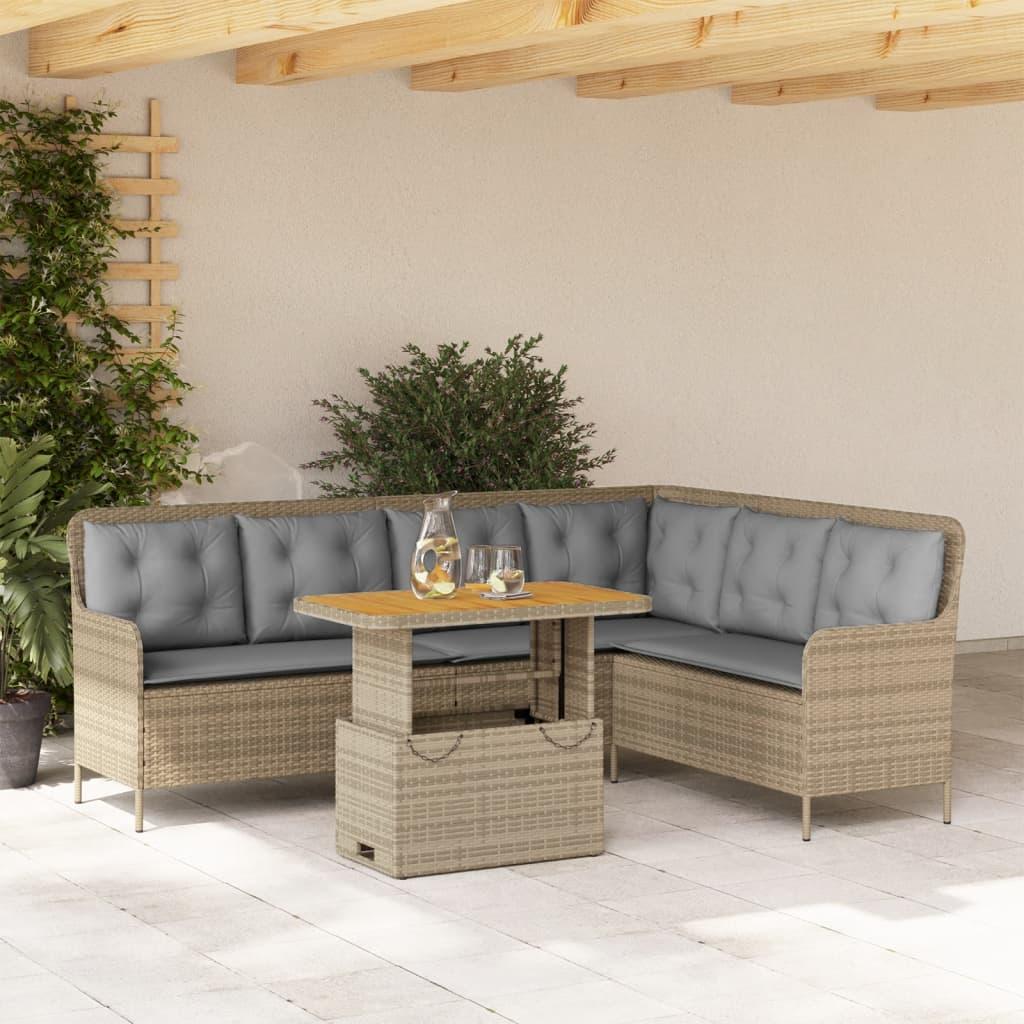 Sofasæt til haven i polyrattan med bord og hynder - 2 dele, beige Sofasæt til haven i polyrattan med bord og hynder - 2 dele, beige