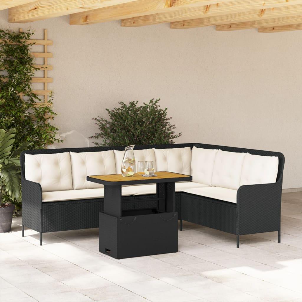 Sofasæt til haven i polyrattan med løftbart bord - sort, 2 dele Sofasæt til haven i polyrattan med løftbart bord - sort, 2 dele
