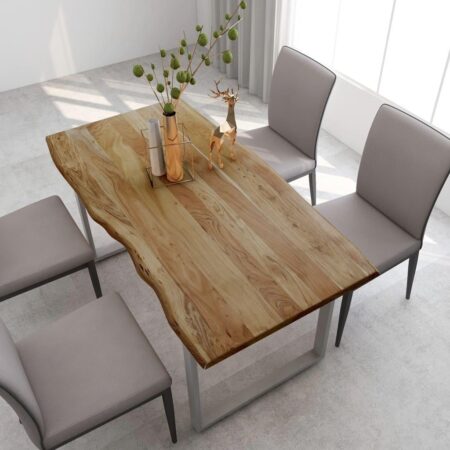 Spisebord 154 × 80 × 76 cm i massivt akacietræ - industrielt design