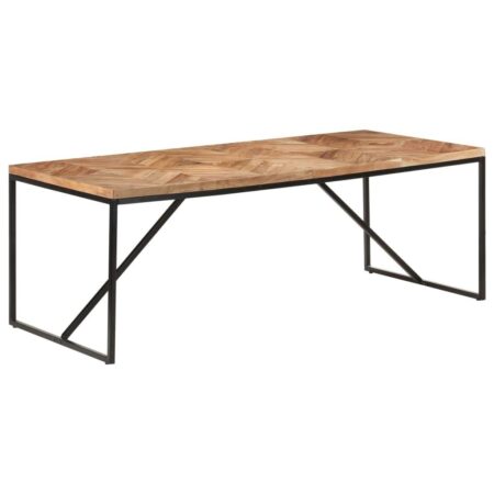 Spisebord 200 × 90 × 76 cm i massivt akacie- og mangotræ med sorte stålben