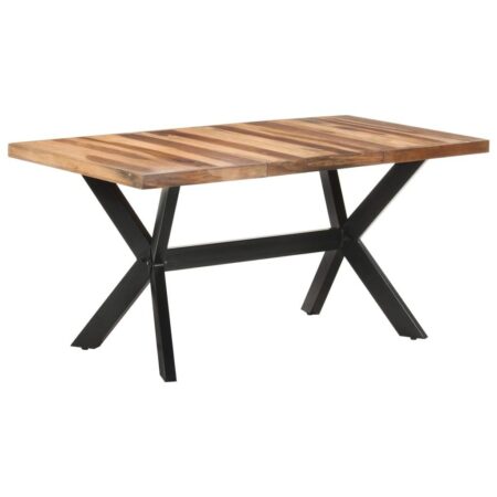 Spisebord i massivt akacie- & gummitræ, honning - 160 × 80 × 75 cm, industrielt design