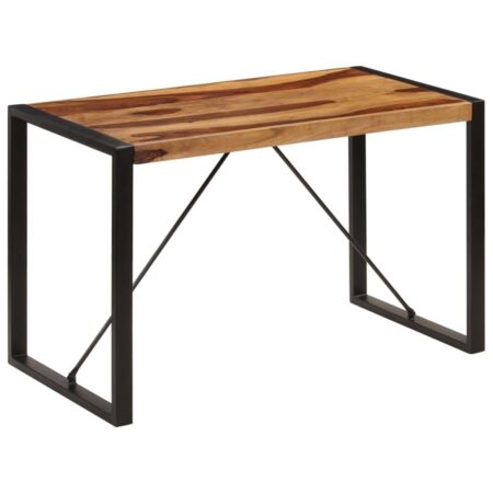 Spisebord i massivt akacietræ - 120 × 60 × 76 cm, brun/sort