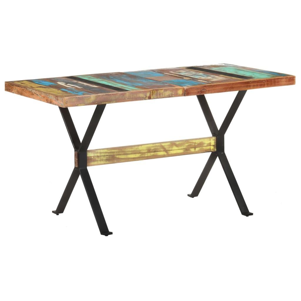 Spisebord i massivt genbrugstræ - 140 × 70 × 76 cm, industrielt design Spisebord i massivt genbrugstræ - 140 × 70 × 76 cm, industrielt design
