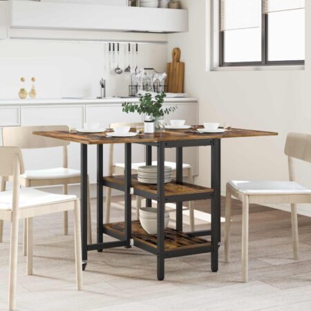 Spisebord med hylder 122 × 80 × 76,5 cm - konstrueret træ, røget eg